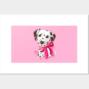 Dalmatian with a bow Posters and Art